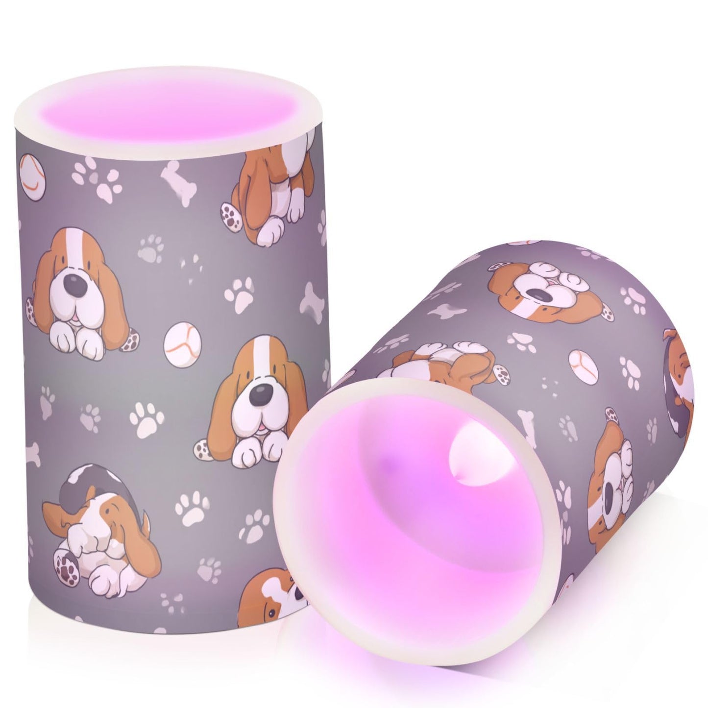 Pigsaly Flameless Candles Battery Operated Baseball Cute Basset Hound Dogs Flickering Led Pillar Candles with Remote Control Colour Changing Warm Light Candles for Halloween Christmas Wedding