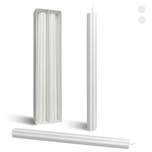 Long Taper Candles White Unscented Ribbed Candlesticks 10 Inch Dinner Tall Candle Smokeless Creative Handmade Candle Sticks for Holiday Weddings Home Decor 2 Pcs