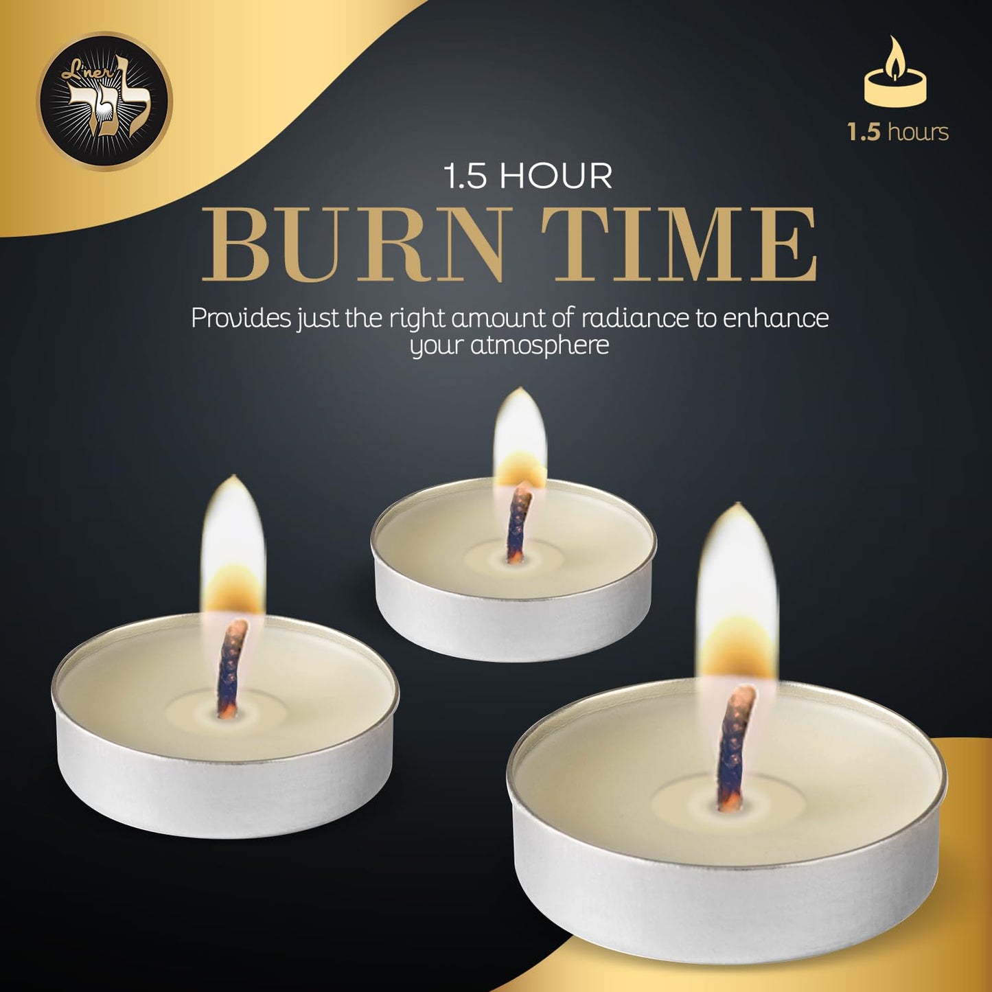 L’ner 1.5 Hour MINI Tealight Unscented Candles, 100 Pack – Smokeless & Dripless Tea Lights, Plant-Based Wax, Lead-Free Cotton Wick – Premium Quality Tea Light for Shabbat, Memorial, Home, Weddings