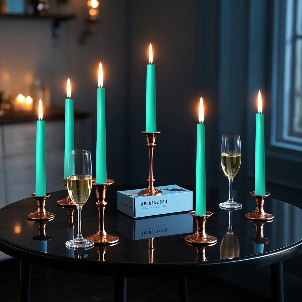 12-Pack Mint Green Unscented Taper Candles, 10 Inch Dripless Smokeless Candlesticks, Long-Lasting Burn Time of 7-8 Hours, Perfect for Home Decor, Spring