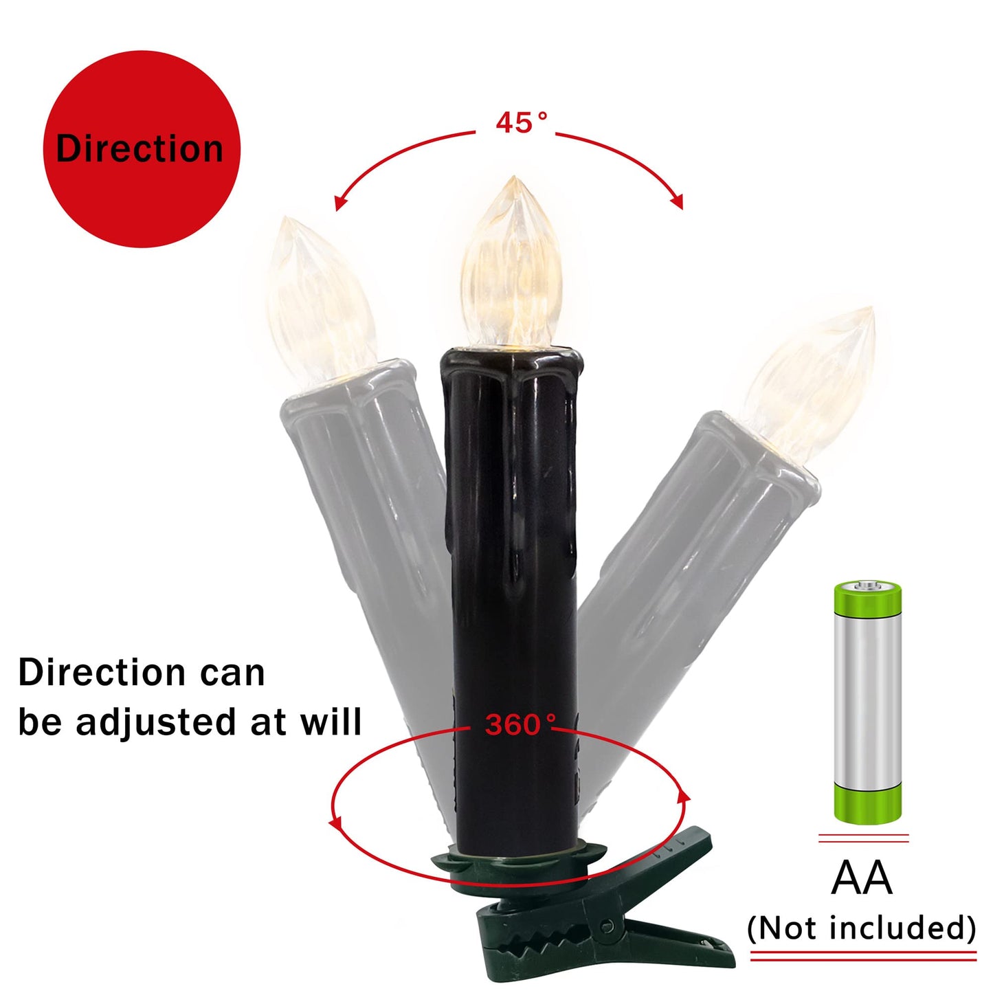 Flameless LED Taper Candles with Clips, 4” Battery Operated Window Candles with Remote Timer Mini LED Chandelier Candlesticks for Home Decor Wedding Church Party & Tree Lighting,10 Pack,Black