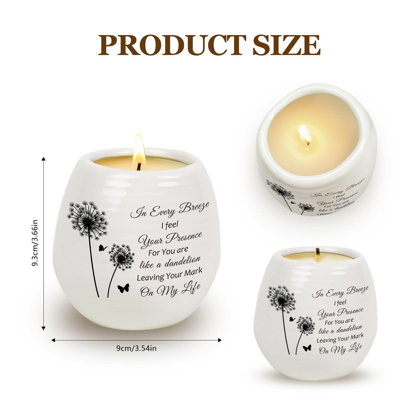 Sympathy Gifts for Loss of Loved One - Dandelion Memorial Candle, 18OZ Lavender Candles in Ceramic Jar, Sympathy/Bereavement/Condolence/Memorial Gifts for Loss of Mother Father Friend