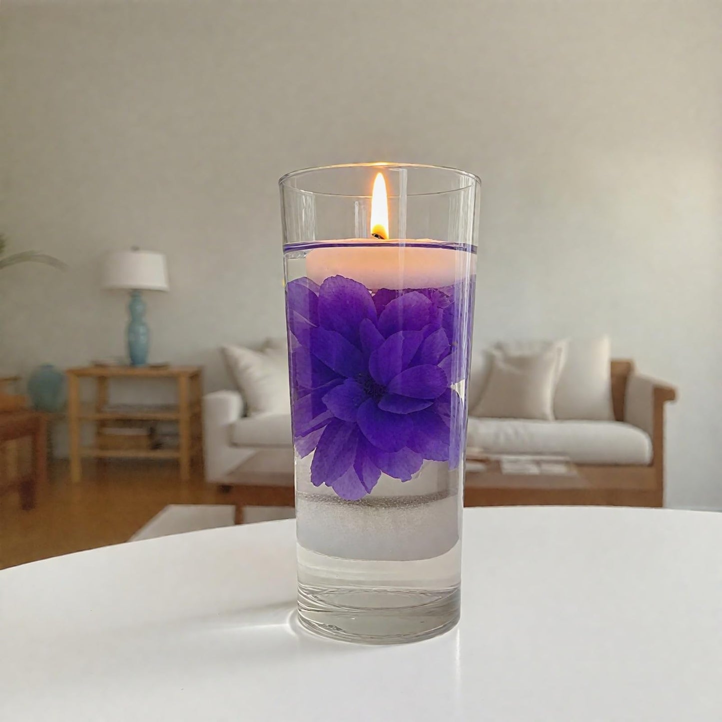 ZJGXH 24 Pcs Floating Candles for Centerpieces and Floating Flowers Vase Fillers for Centerpieces Artificial Purple Flowers for Wedding Table Party Home Decoration