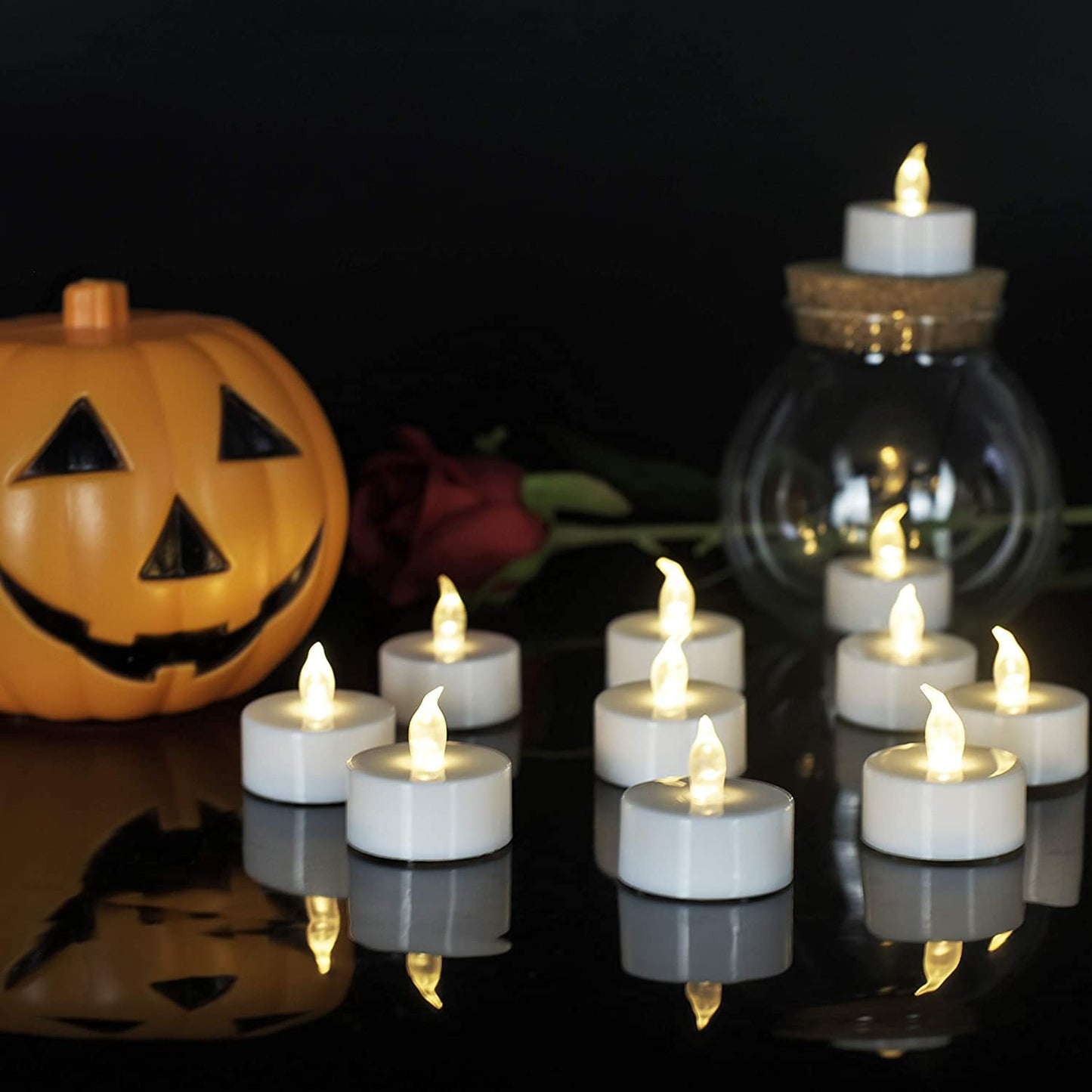 Paichi Battery Operated Flameless Tea Lights, Led Flickering Electric Votive Candle 24 Pack Realistic and Bright for Seasonal, Festive Celebrations and Holiday Gifts Warm White Lamp Long Lasting