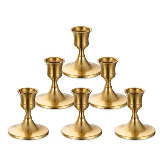 Sziqiqi Candlesticks Holder for Wedding Table Centerpiece - Gold Taper Candle Holders Candle Stick Holder Bulk for Christmas Candlelight Dinner Wedding Party Festival Decor 6 Pieces