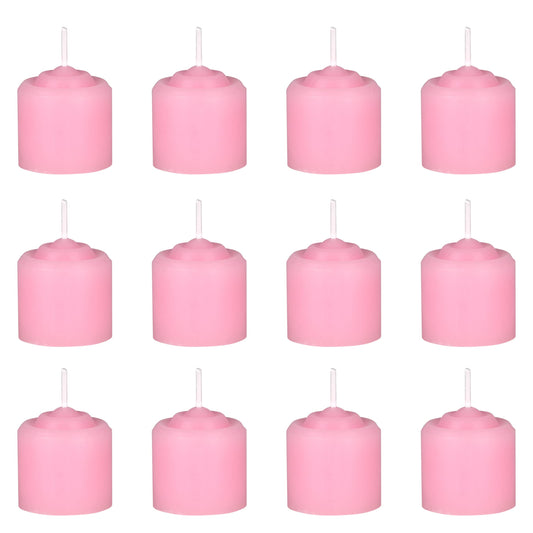 Mega Candles 12 pcs Unscented Pink Votive Candles, Hand Poured Wax Candle 10 Hours 1.38 Inch x 1.5 Inch, Home Décor, Wedding Receptions, Centerpieces, Occasions, Events, Festivities, Meditations