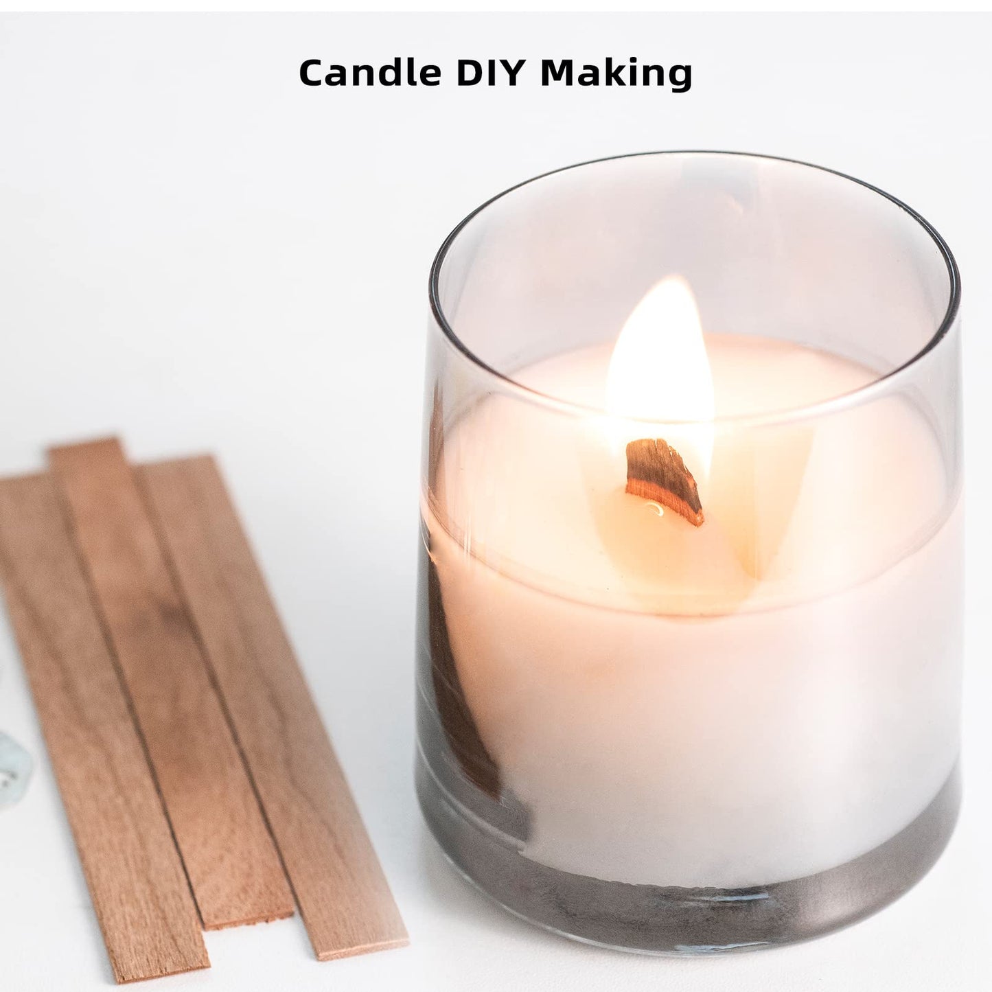 Ziosxin 50 Set Candle Wick, Thicken Smokeless Cherry Wood Wicks for Candles-Long Lasting Flame-Easily Burn, Candle Cores with Stand and Glue Dot, Candle Wicks for Candle Making