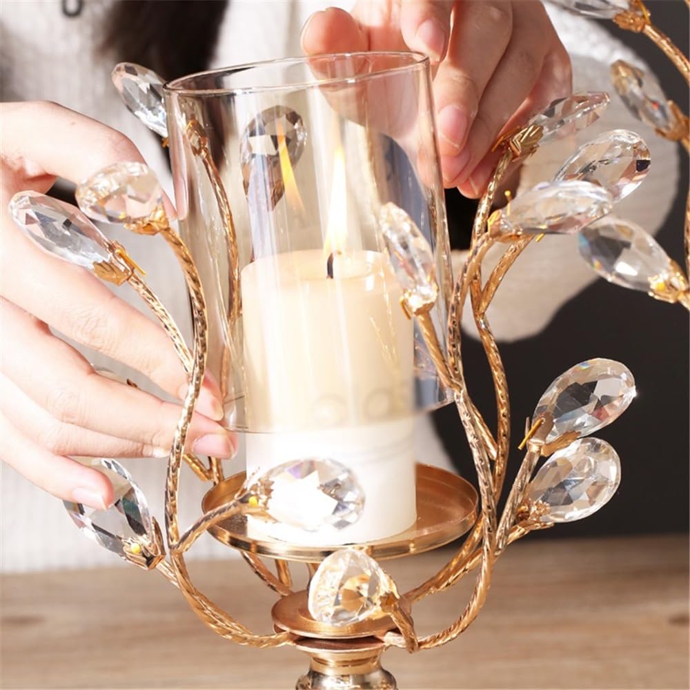 Candlestick Holders High-Grade Metal Crystal Glass Aromatherapy Candle Holder Dining Table Decoration Ornaments Candle Holders(Small)