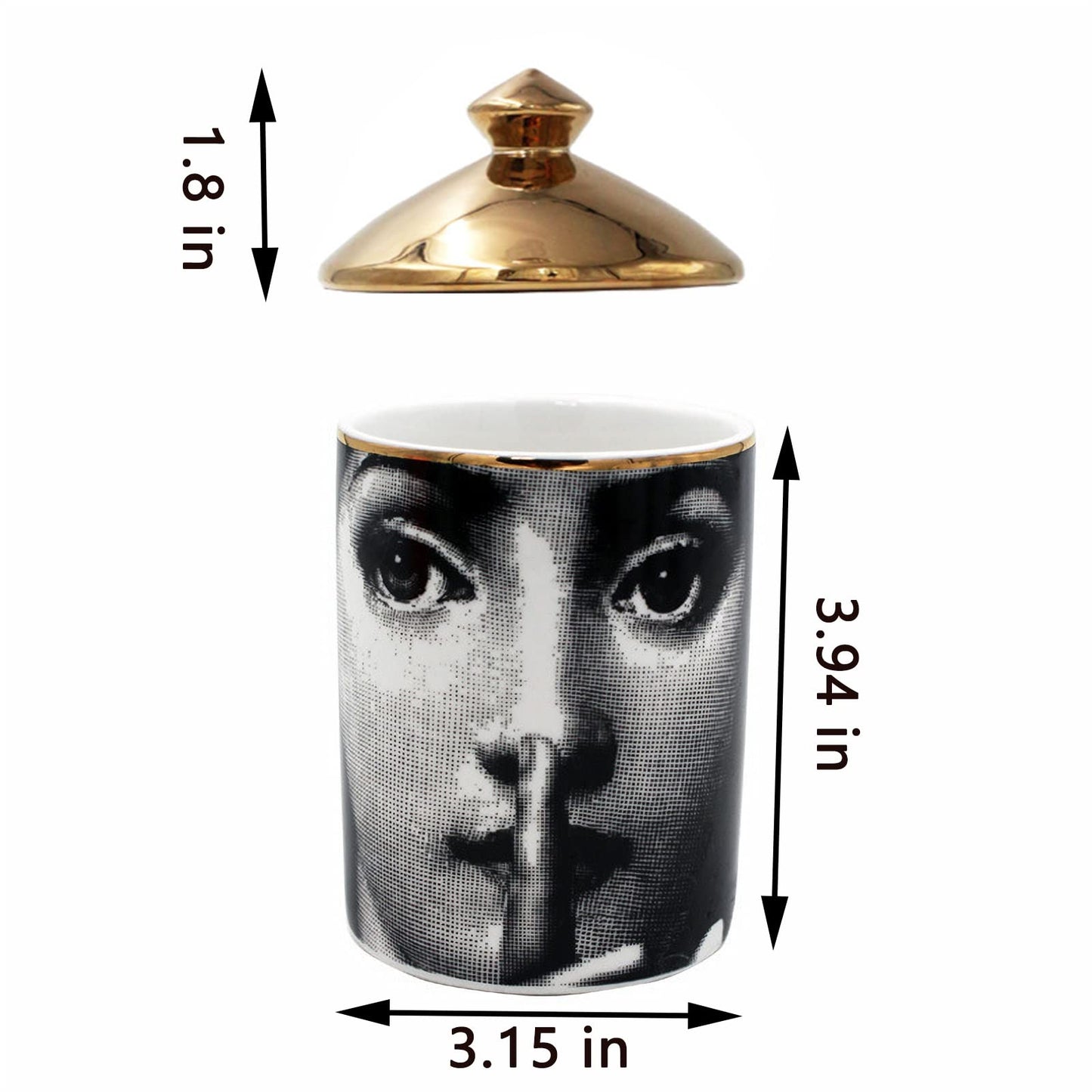 Big Eye Starry Sky Aromatherapy Candle Jar With Lid Ceramic Makecup Cotton Swab Holder Home Deocrative Bottler, Home Fireplace Kitchen Dining Decor For Living Room Knick Knacks Candle Holders (F7)