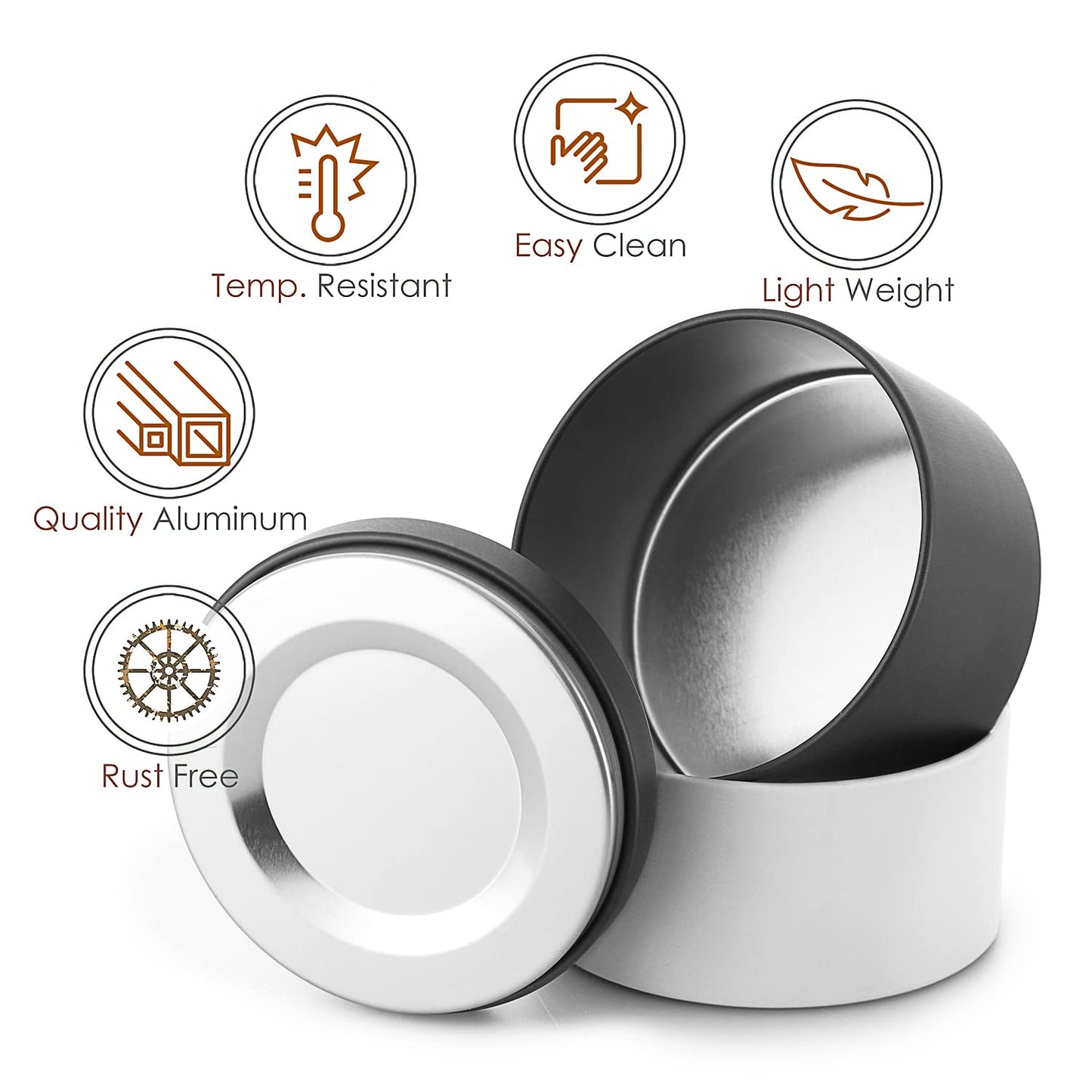 Hearth & Harbor Tin Candle Jars for Making Candles - DIY Candle Containers with Lids - Metal Candle Jars - Bulk Tins Storage for Candle - (24 Pieces) - (8 Ounces) - Solid Black and White