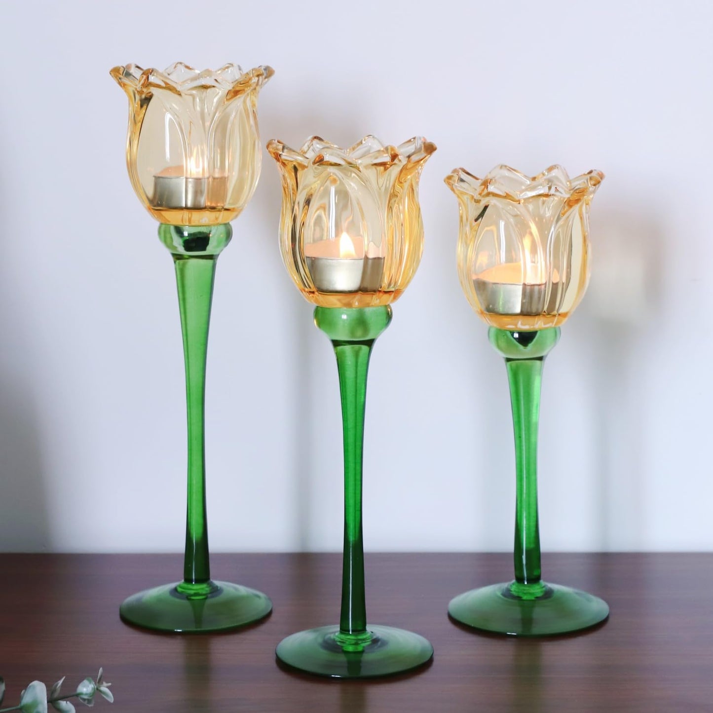 VOHO Gold Tulips Candle Holders for Table Centerpiece, Classic Gold Tealight Candle Holder for Birthday Thanksgiving Christmas Decorations, Flower Votive Candle Holders Wedding Centerpieces for Tables