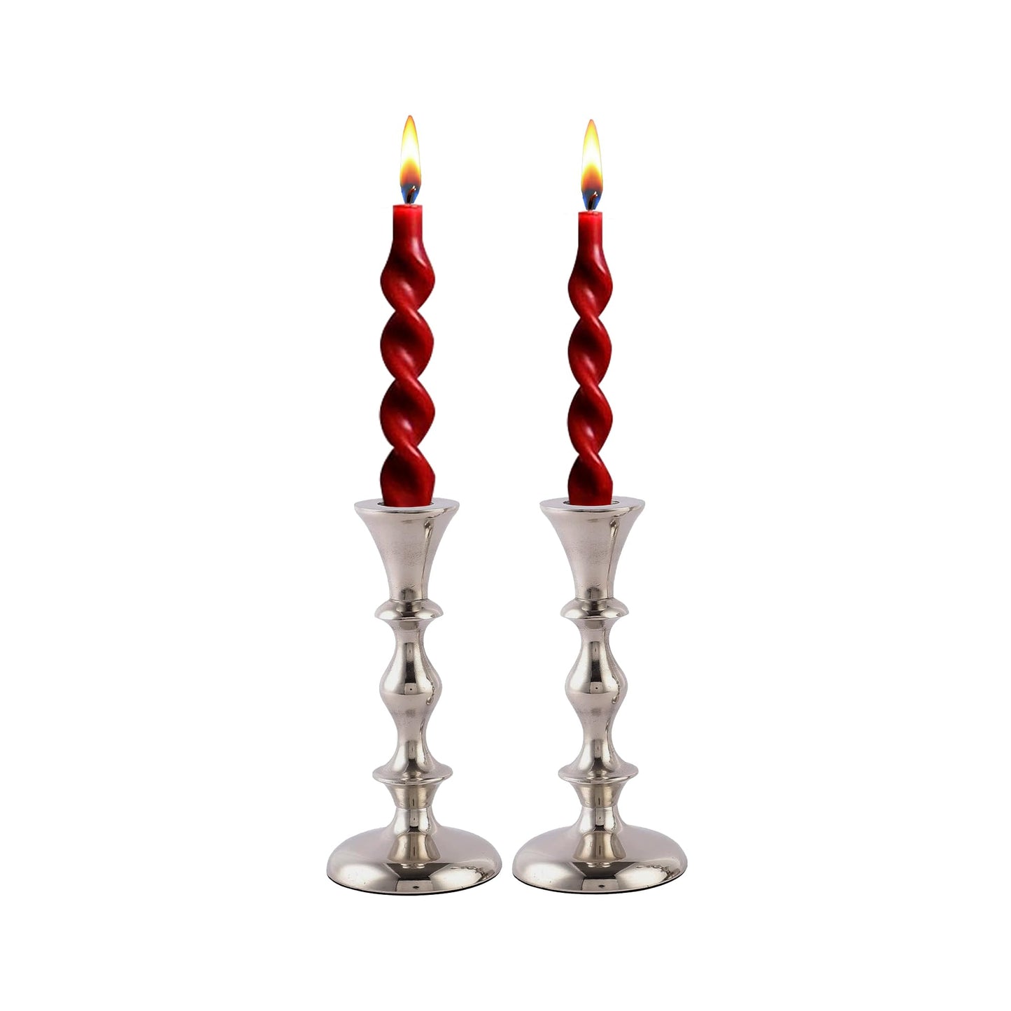Rely+ Silver Candle Holders Set of 2 Decorative Centerpiece Table Candlesticks Holders for Taper Candles Home Decor Easter Candle Holders for Dinner Party Wedding Decorations