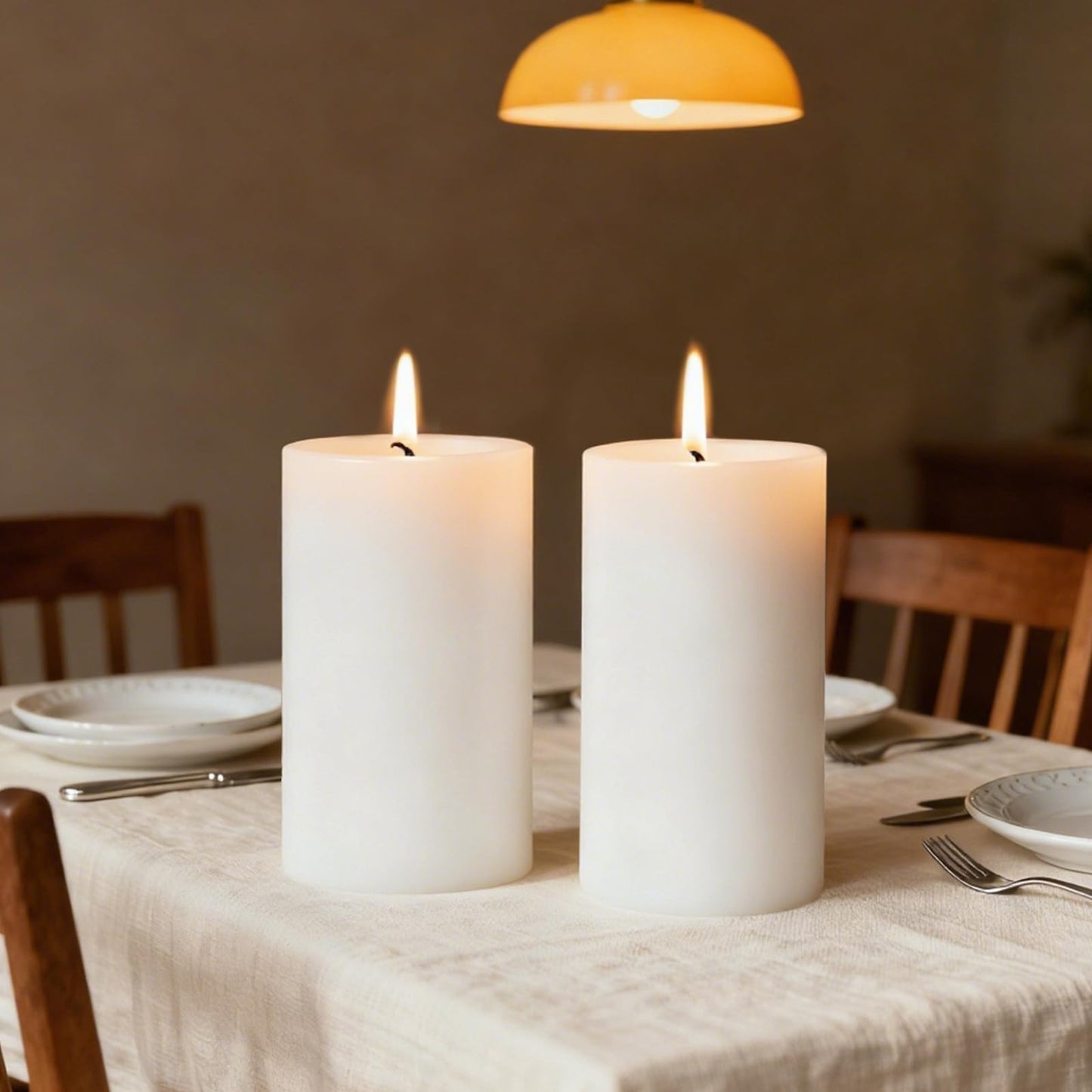 4x6 Inch White Pillar Candles, 2 Packs, 300-Hours Long Burning Time Totally, Unscented Large White Candles for Mantel Decor, Home Holiday Table Decor, Smokeless & Dripless