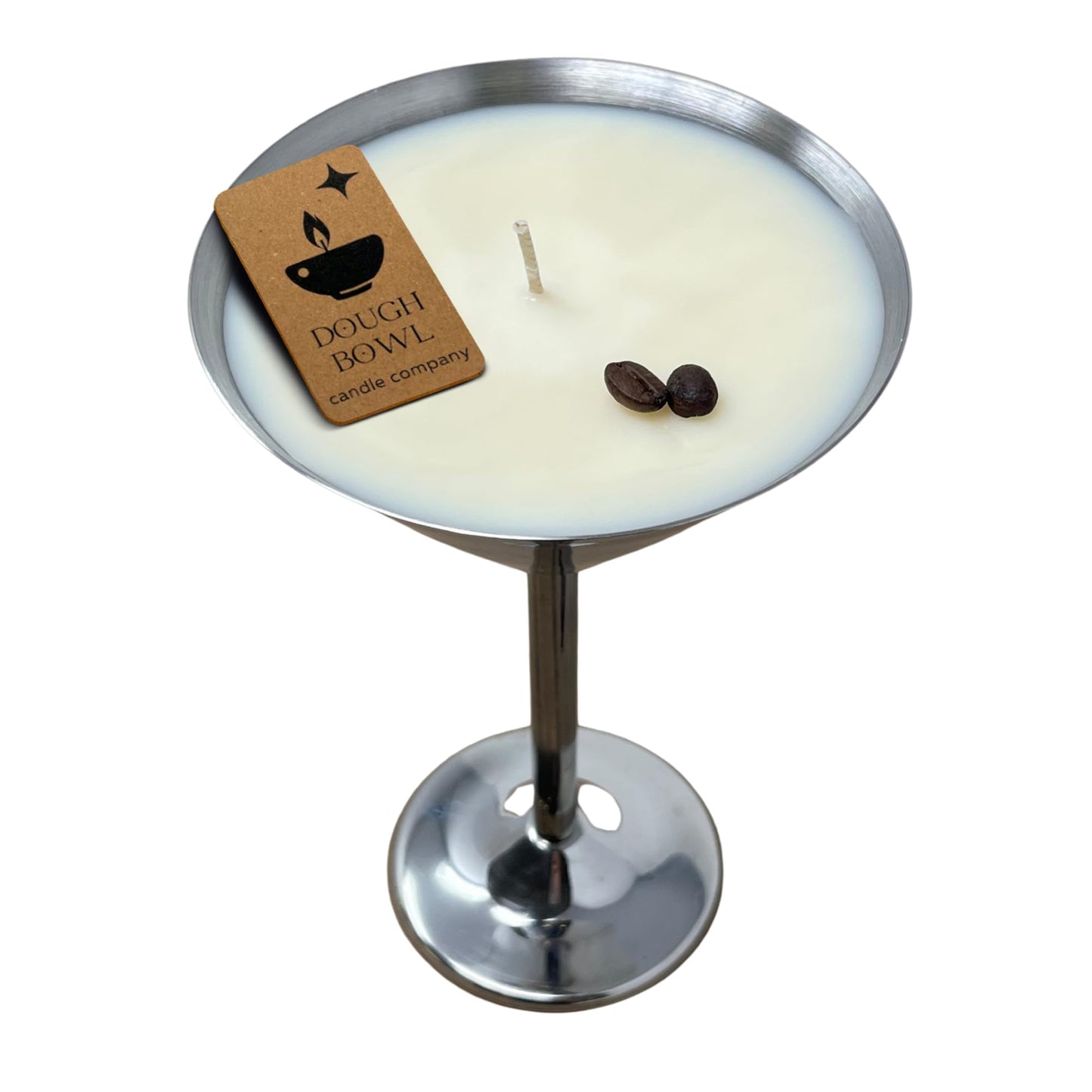 Dough Bowl Candle Co. Coffee Candle - 7.25" x 4.5" Espresso Martini Coffee Scented Candles, Stainless Steel Vessel for Men and Women, 100% Soy Wax, 10 oz. with 20 Hour Burn Time, Cotton Wick
