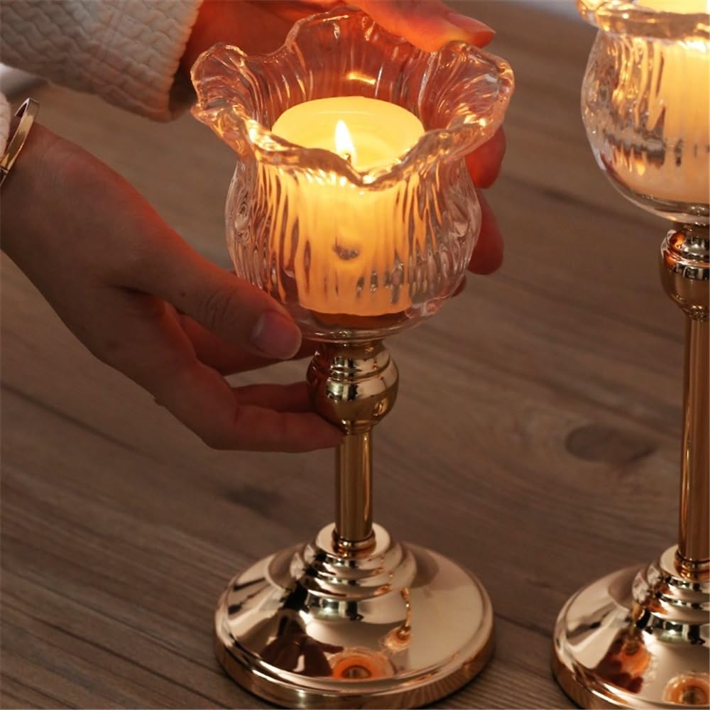 cfycfy987 Candelabra European Crystal Glass Tall Candle Holder Candlelight Dinner Table Decoration Home Furnishings Candle Sticks Holder(Small)