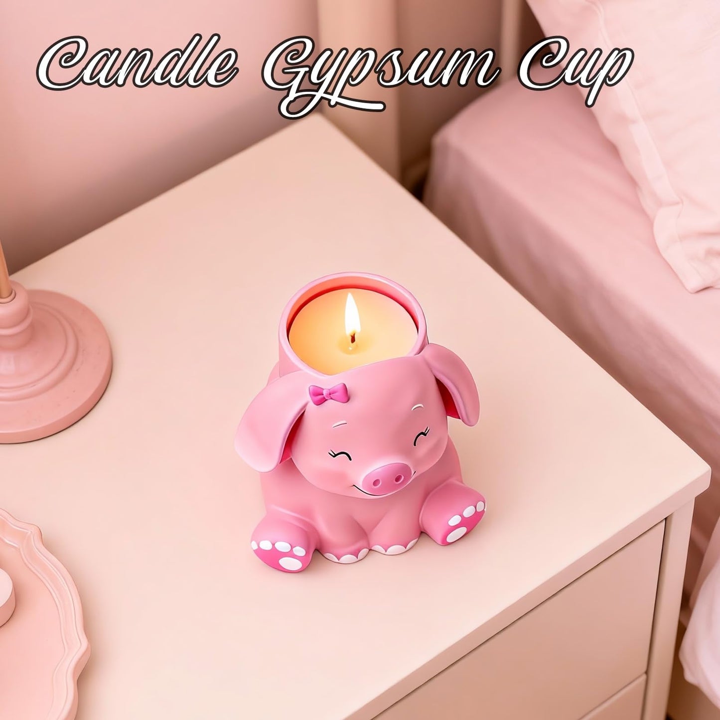 Pink Piggy Candle Jar Resin Mold, Animal Epoxy Resin Casting Silicone Mold for Craft DIY Planter Jewelry Pen Holder Flower Pot Container Mould, Perfect for Decoration Birthday Gift Garden Home