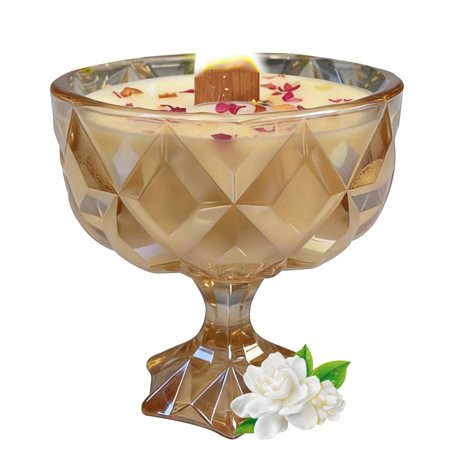 Joo Sko Diamond Bowl Shape Soy Wax Gardenia Scented Candle, Aromatherapy Jar Candles for Home Scented or As a Christmas Holiday Candle Gift for Your Lover(8.2OZ/60Hours Burning)