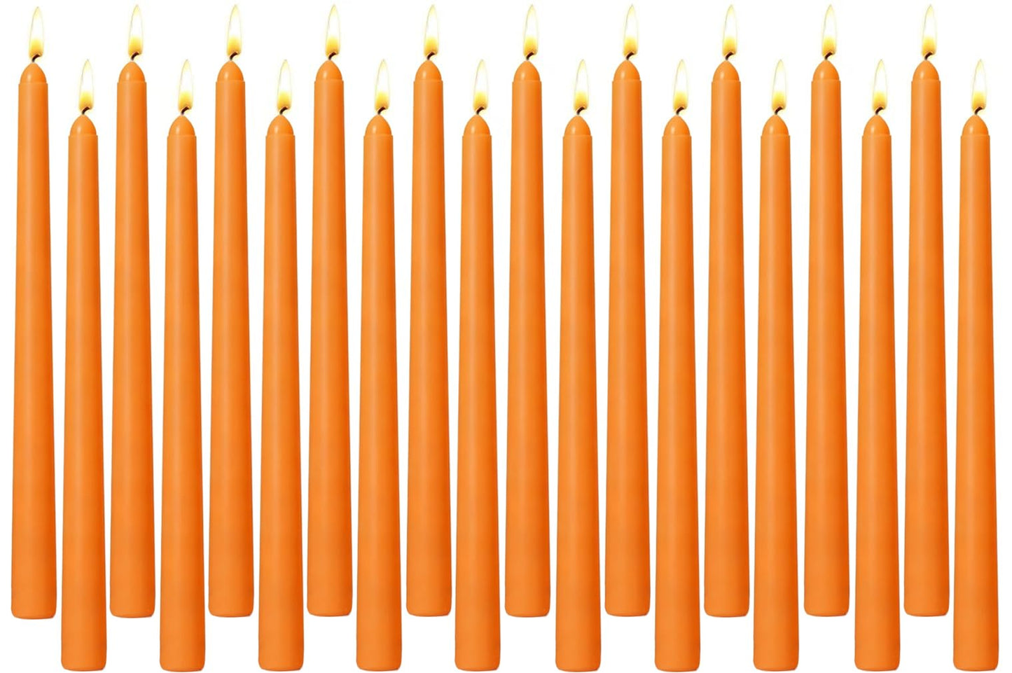 20-Pack Orange Taper Candles Unscented, 10 Inch Tall Dinner Table Candlesticks for Halloween Fall Wedding Centerpieces, Bulk Tapered Candles Smokeless Dripless, Decorative Candle for Home Decor