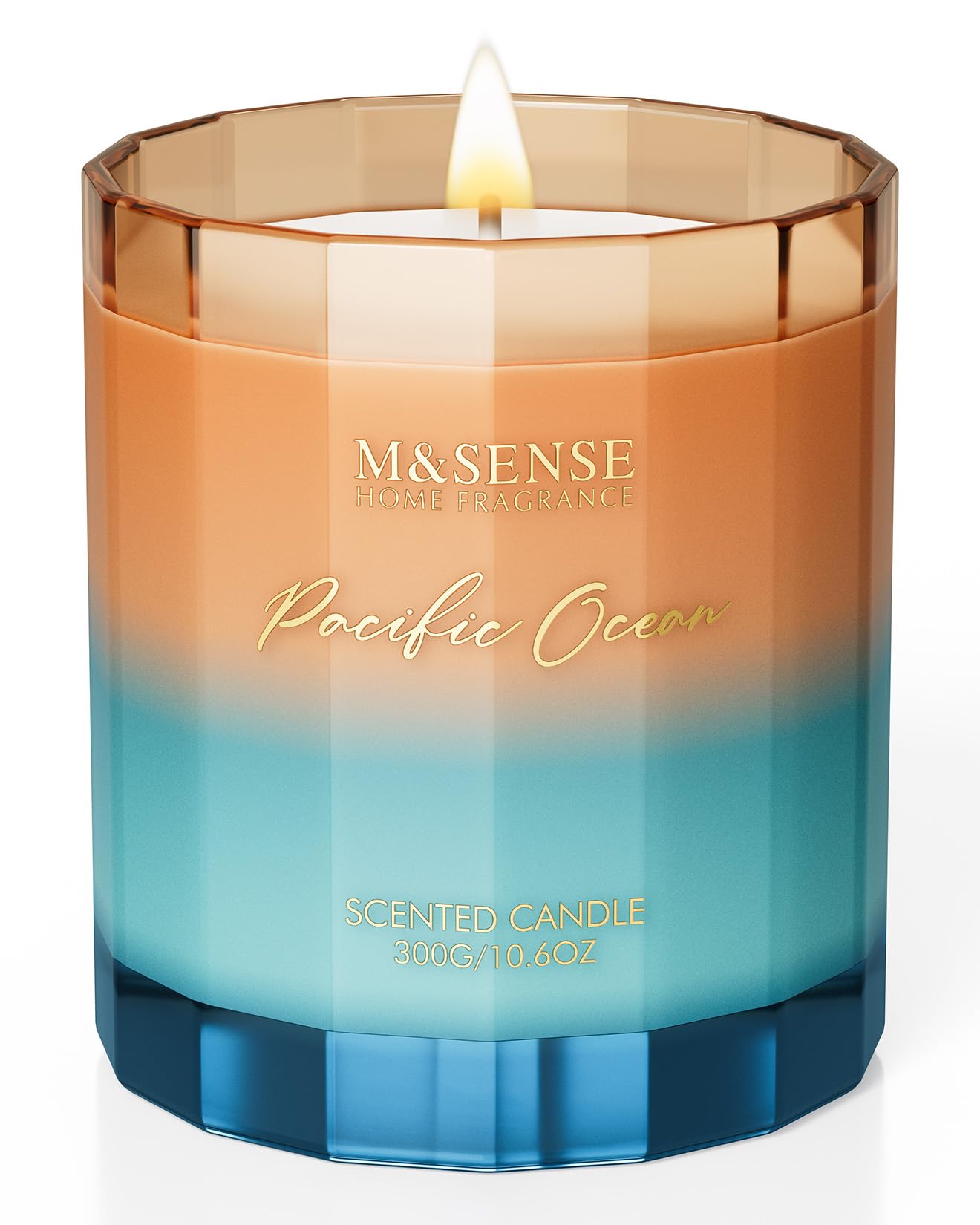 M&SENSE Summer Ocean Scented Candles for Home, 10.6oz Natural Soy Wax, 60-Hour Clean Non Toxic Aromatherapy Candle, Marine Breeze Smelling for Housewarming Gifts