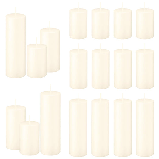 SDBALLBZ 18 Pack Ivory White Pillar Candles Set, Unscented Smokeless Dripless Paraffin Candles for Wedding Centerpieces & Event Decor, Long Burning Bulk Decorative Candles, Multiple Sizes