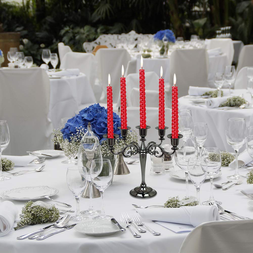 Dorlotou Metal Candelabra 5-Candle 10.1 Inch Tall Candle Holder Stick for Home Wedding Event and Party Festival,Black