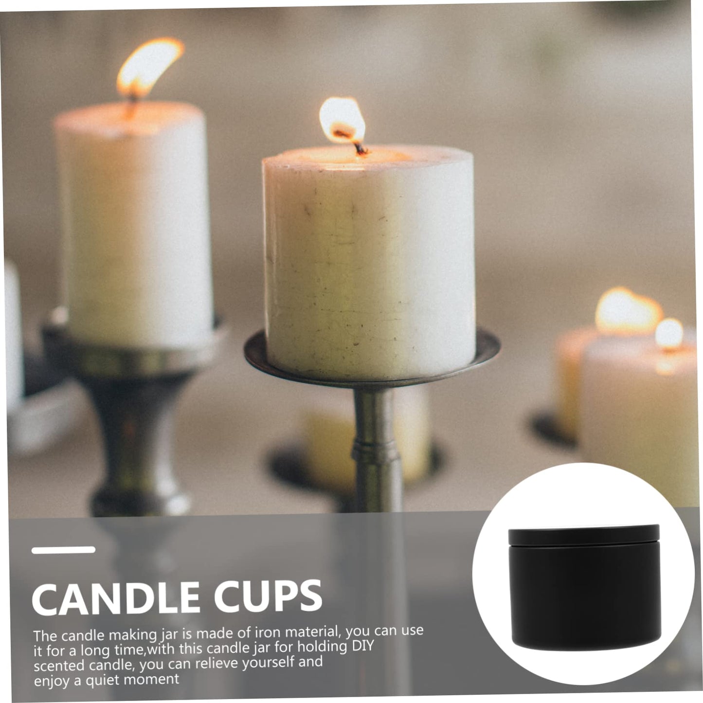 Veemoon 3pcs Round Iron Candle Holders Candle Tins for DIY for Home Decor Weddings and Special Occasions