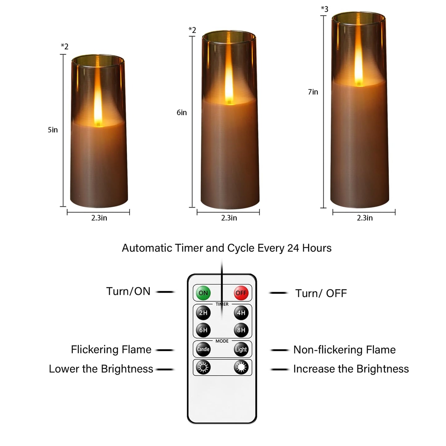 kakoya Flameless LED Candles Upgraded Realistic Flickering Flame,7Pcs Battery Operated Candles with Remote Timers,LED Pillar Candles for Home Decor,Christmas,and Parties（Grey）