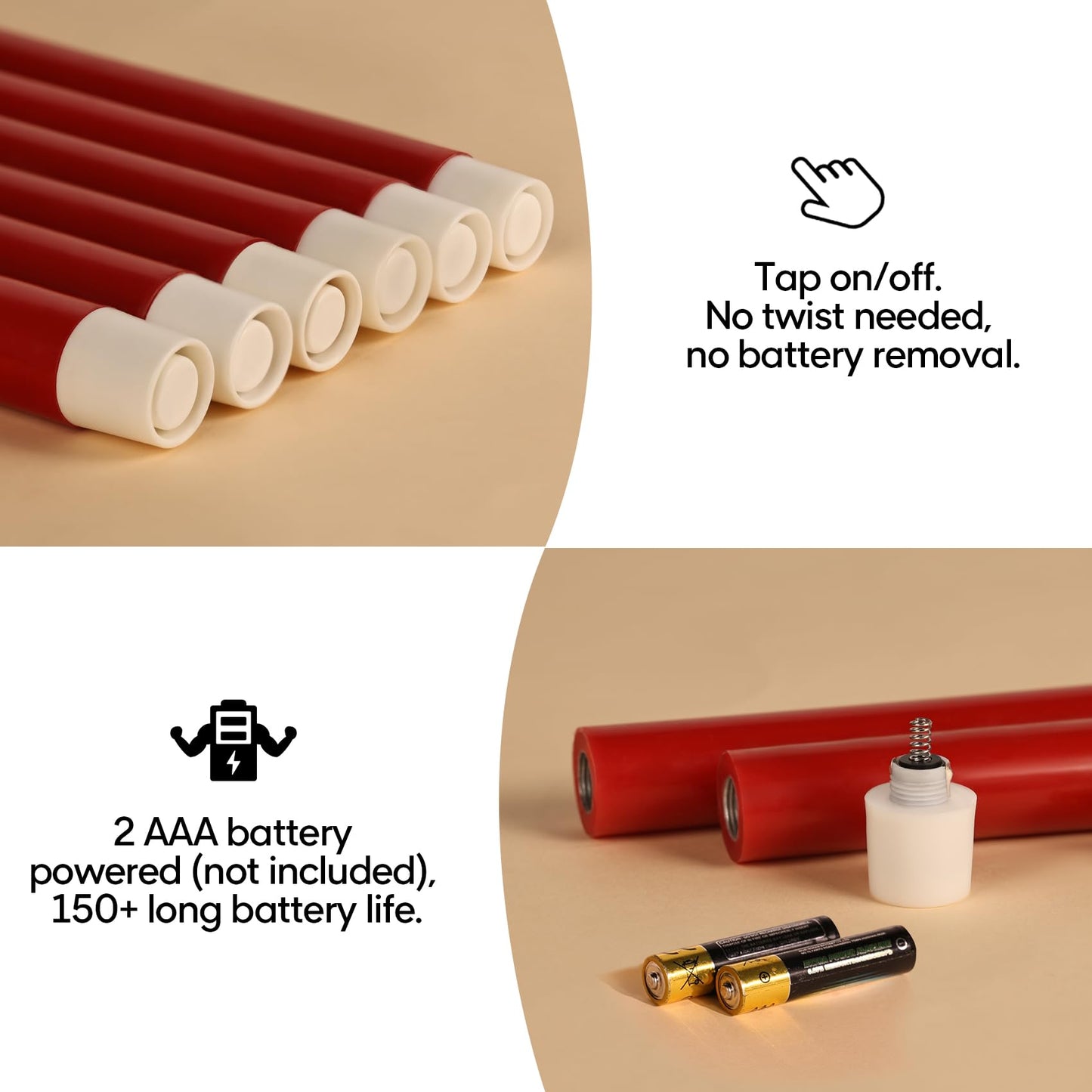 Girimax Red Dripping Wax Flameless Taper Candles with Remote, Flickering Battery Operated LED Candlesticks Valentines Decor Set of 6