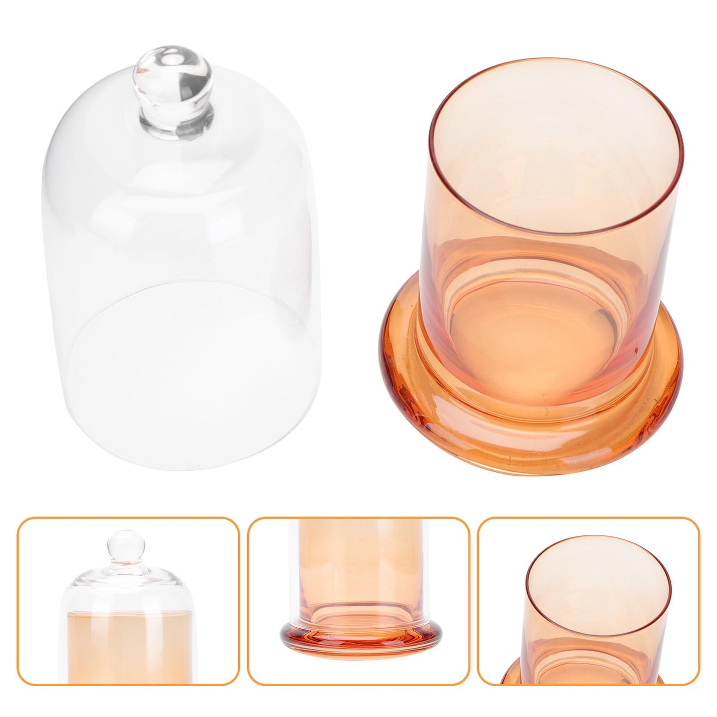 HEALEEP Amber Glass Candle Jar and Romantic Candlestick Holder Medium Size Wax Vase for Wedding Party Home Decor Centerpiece