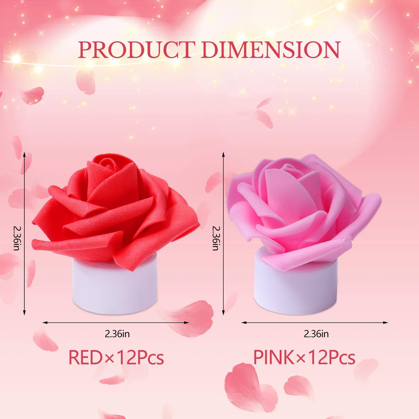 YBB 24 Pack Artificial Rose Tea Light, Valentine's Day Rose Petals Flameless LED Candle Lights for Romantic Night Anniversary Wedding Party Decor