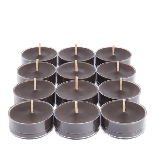 PartyLite Set of 12 Tea Lights Candles, Ebony Oud Scent, Aromatherapy Scented Candles Gift Set, Up to 4 to 6 Hours Burn Time