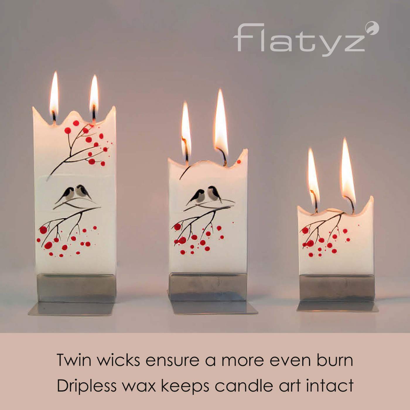 Flatyz Hand Painted Flat Candle - Gustav Klimt Tree of Life Artwork | Unscented, Dripless, Smokeless, Decorative | Unique Gift Idea and Home Décor Accent