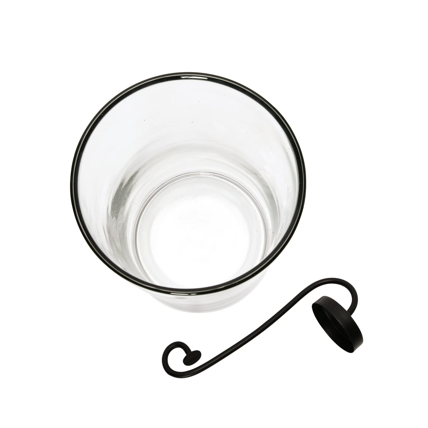 Creative Co-Op Glass Hurricane with Metal Candle Holder, Black, 12.5" H