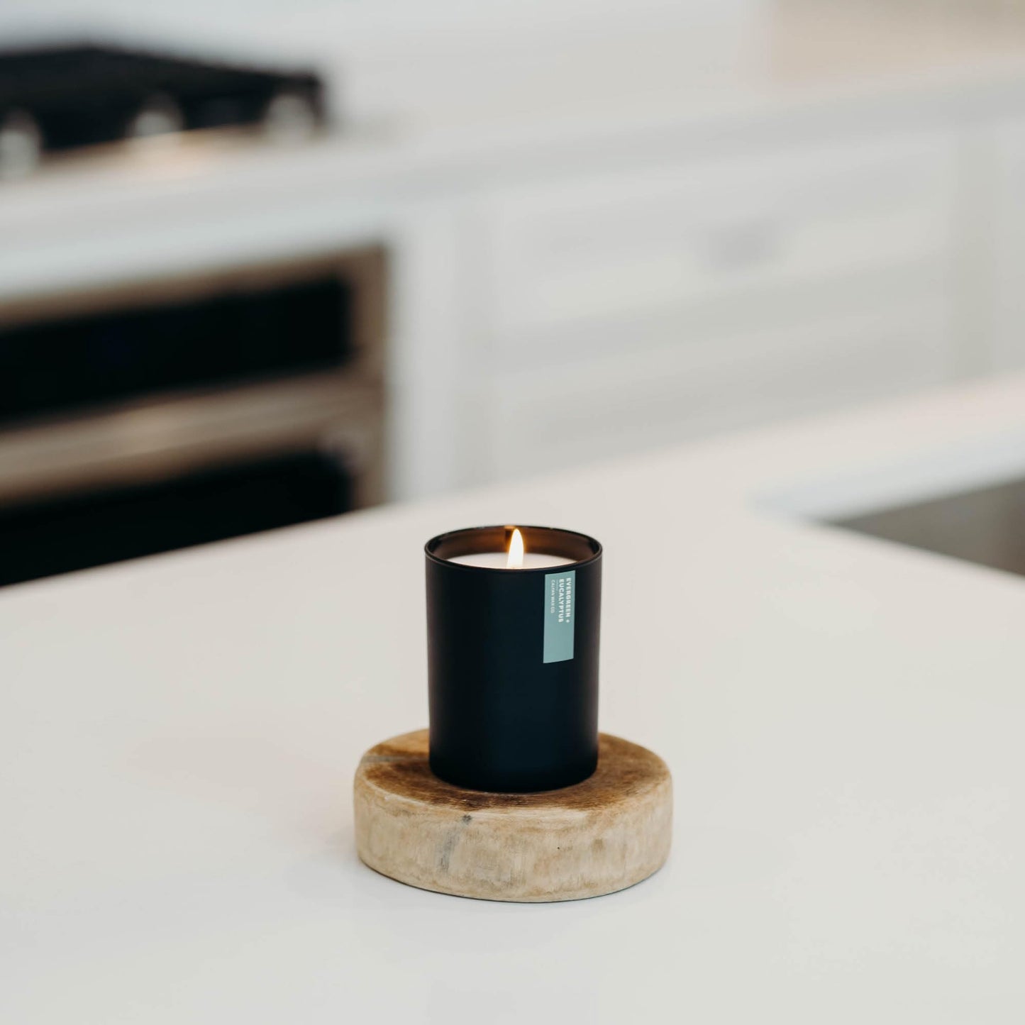 Calyan Wax Co. Evergreen & Eucalyptus Scented Candle - 75 Hour Burn - Luxury Clean Soy Wax Candles - Long Lasting Black Tumbler Jar Candle for Home - 10.2oz