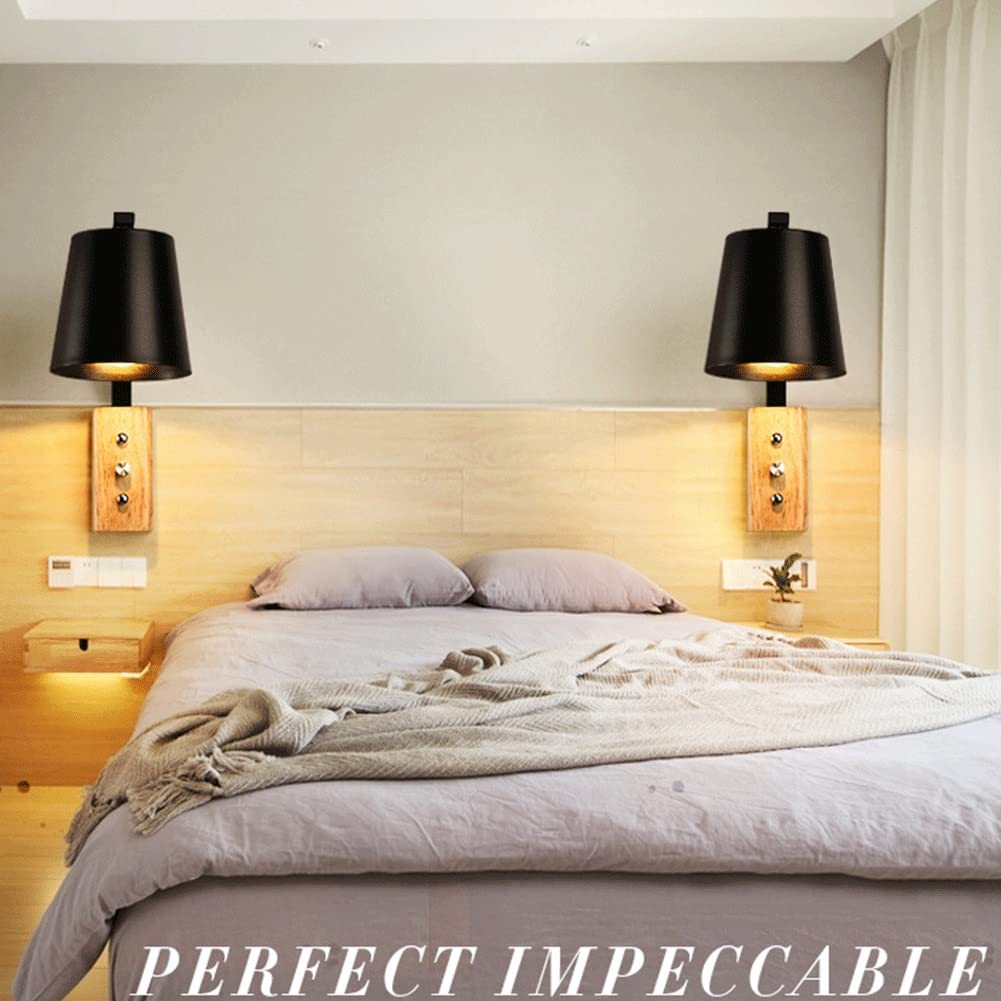 Wall Lighting Fixtures Modern Nordic Coloured Wall Light Solid Wood Base Wall Sconce Rotary Switch Wall Mounted Lighting Fixture for Living Room Aisle Children's Kid's Bedroom Bedside Reading (Color