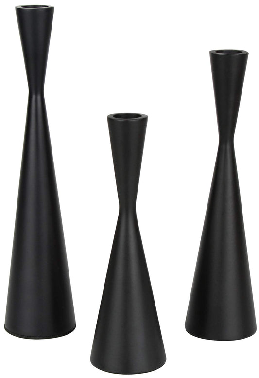 Vixdonos Taper Candlestick Holders Metal Candle Holders Set of 3 Table Decorative Candle Stand for Wedding, Dinning, Party,Home Decor (Matte Black)