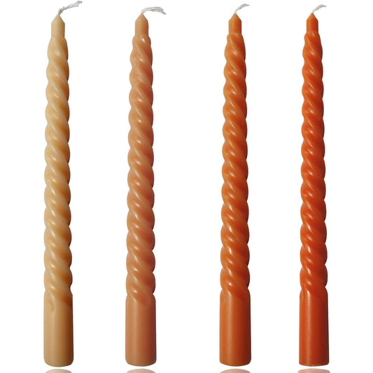 4 Pcs10 Inch Fall Orange Gradient Color Taper Candles,Wedding,Birthday Party,Christmas and Spring Home Decoration, Twisted Candlesticks for Dinner Halloween,Thanksgiving (4, Orange Series, 10 in)