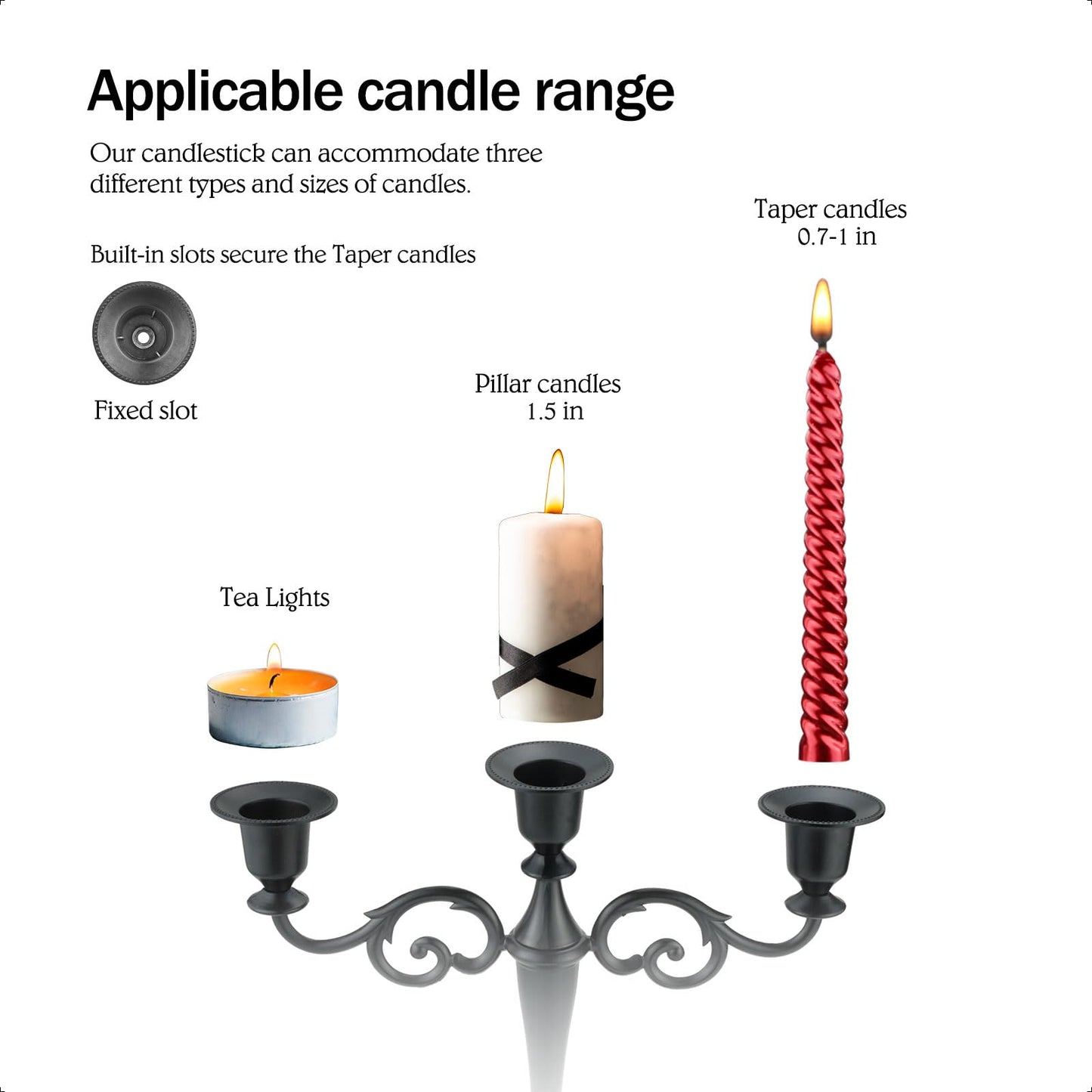 Viscacha Copper Candle Holder，5 Wick Metal Candle Holders for Taper Candles（10.6 inch Tall Candelabra, for 1/2-1 inch Pillar Candles Diameter Each）,Centerpiece Elegant Decoration Piece for Table