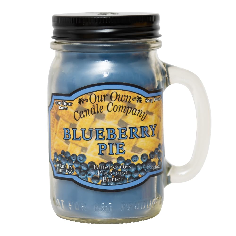 Our Own Candle Company, Blueberry Pie Scented Mason Jar Candle, 100 Hour Burn Time, 13 Ounces