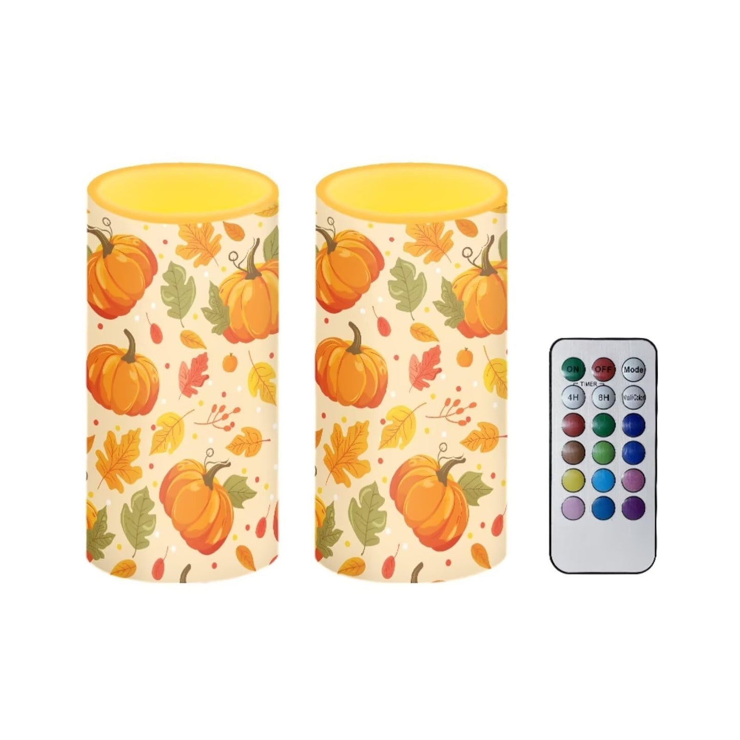 Luarisgur Pumpking Leaves Candles Battery Operated with Retome LED Candles Flickering Warm Light Fall Table Decorations for Dining Room Bedroom Living Room Home Thanksgiving Party