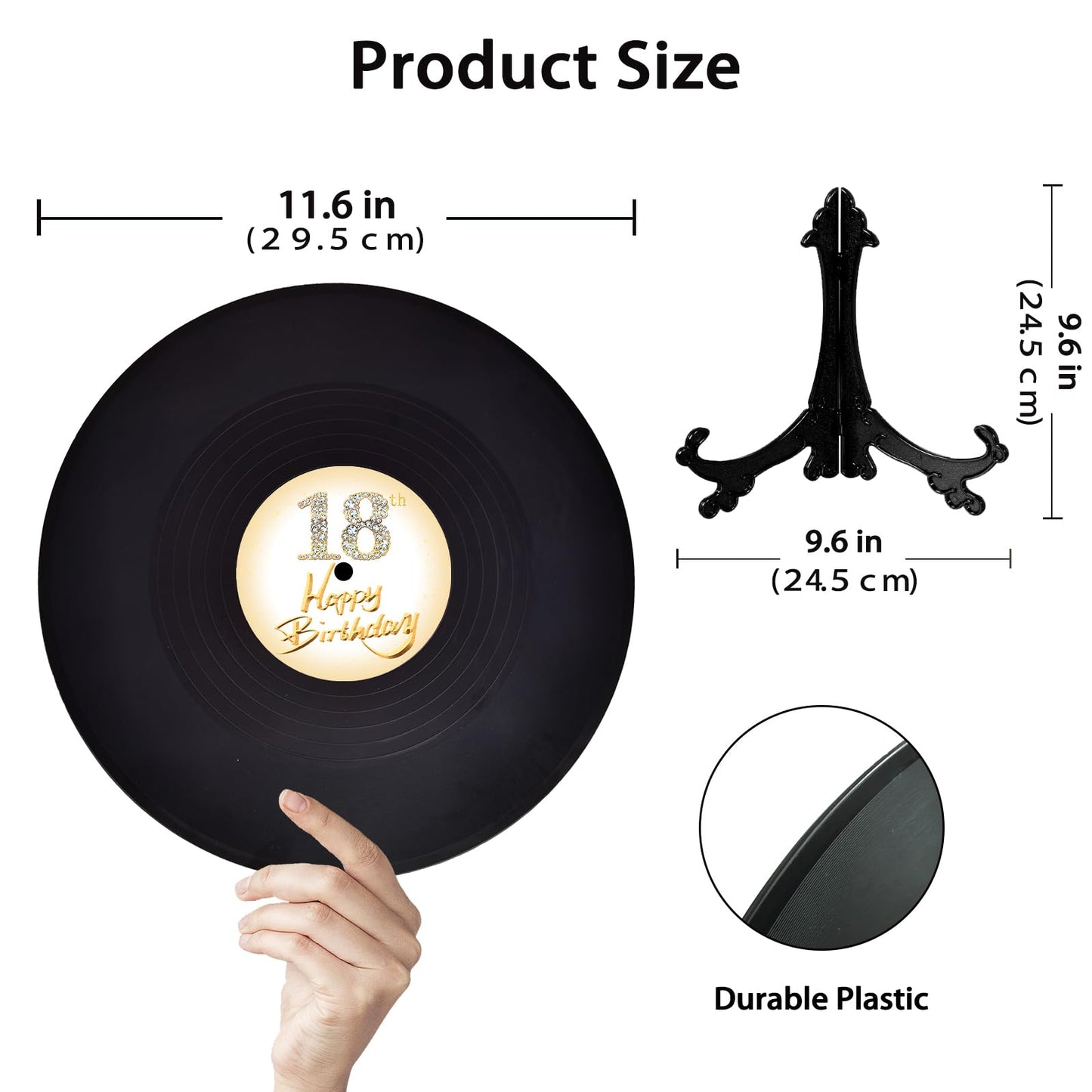 Vinyl Record Sweet 18 Birthday Decorations 11.6"X11.6", 18th birthday decorations Party Favor Sign Poster, 18th Birthday Guest Book Alternative, Great Sweet 18 Gifts for Girls or Boys (18 Years Old)