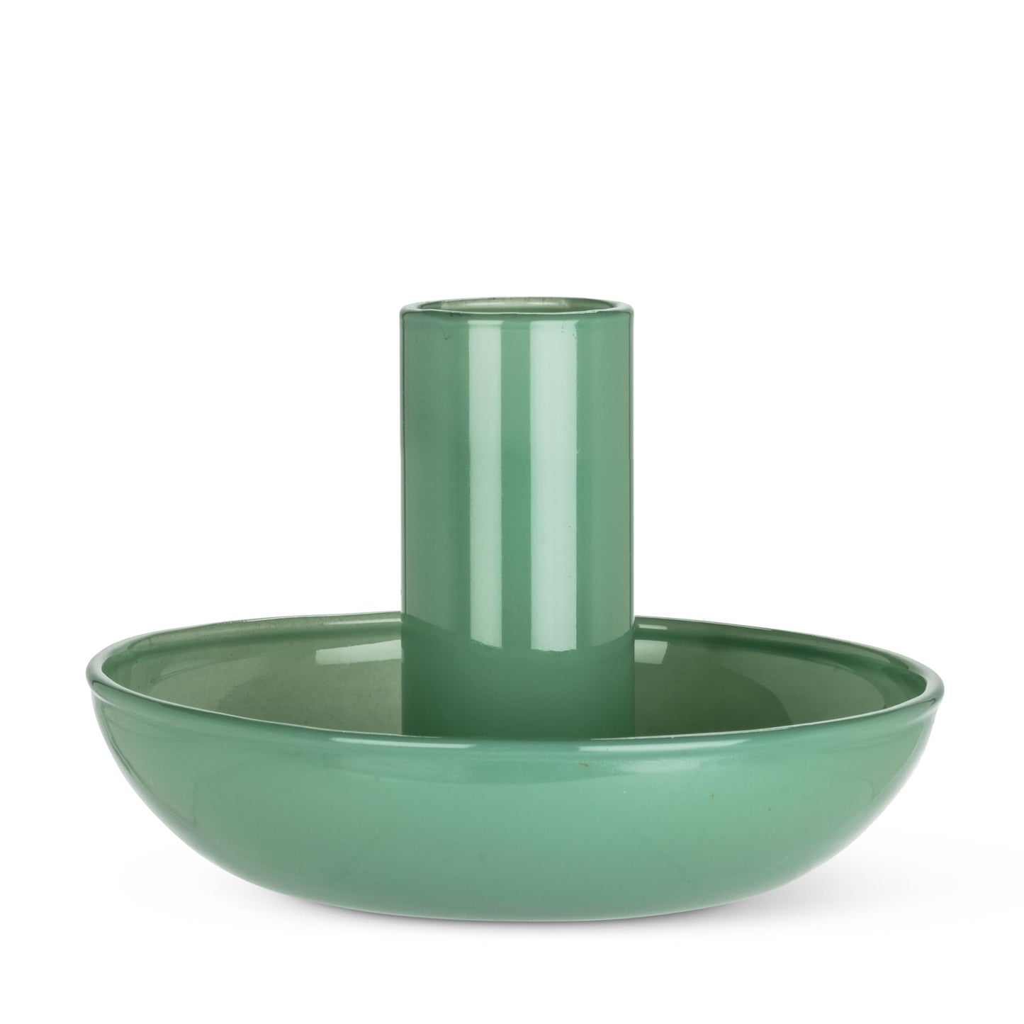 Abbott Collection Small Pipe Taper Candle Holder - Glass, Green (3.5" D)