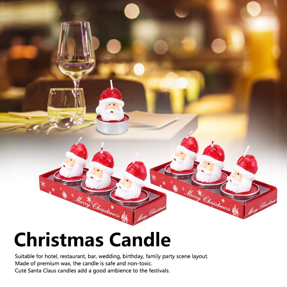 BFYDOAA 6PCS Christmas Tealight Candles Santa Claus Tea Lights Wax Mini Votive Candles for Christmas Scene,Dinner Table Decor
