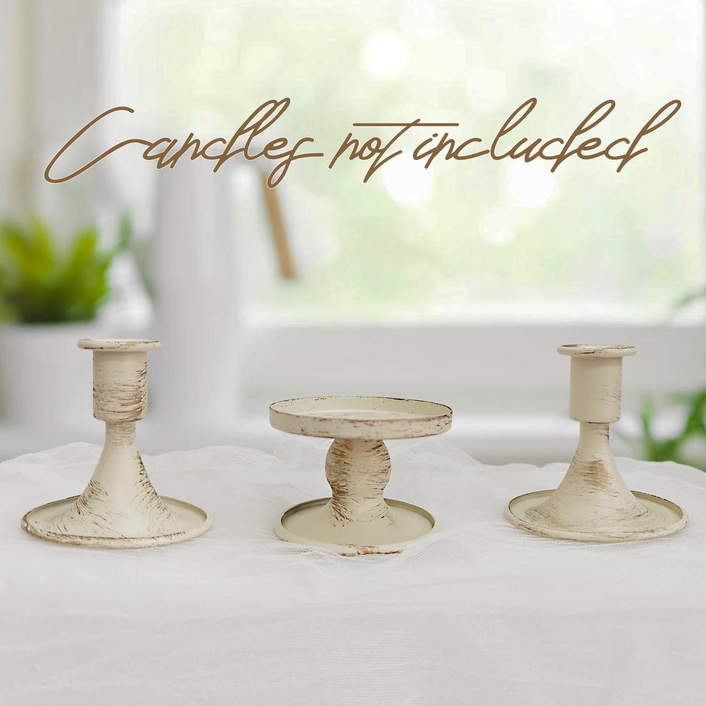 Unity Wedding Candle Holders - Taper Candle Holders for Pillar Candles, 3 Piece Metal White Unity Candlestick Holder – Rustic Farmhouse Style Home Decor for Ceremony, Anniversary