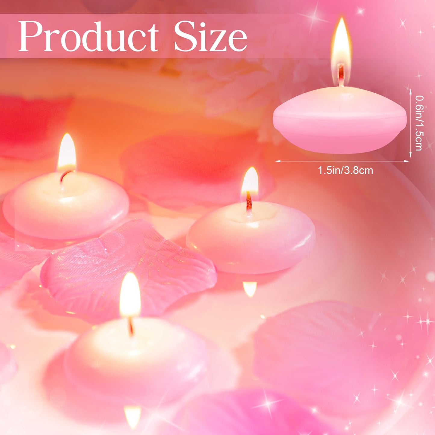 Nuanchu 20 Pcs Pink Floating Candles Centerpieces for Wedding Small Unscented Floating Candles Decoration for Wedding Anniversary Holiday Party Gifts Home Pool Decor