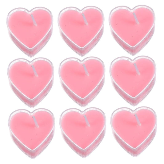 ORFOFE 9Pcs Heart Shape Tealight Candles for Proposal Romantic Valentines Day Aromatherapy Candles Smokeless Odorless Decorative Lights for Weddings Parties