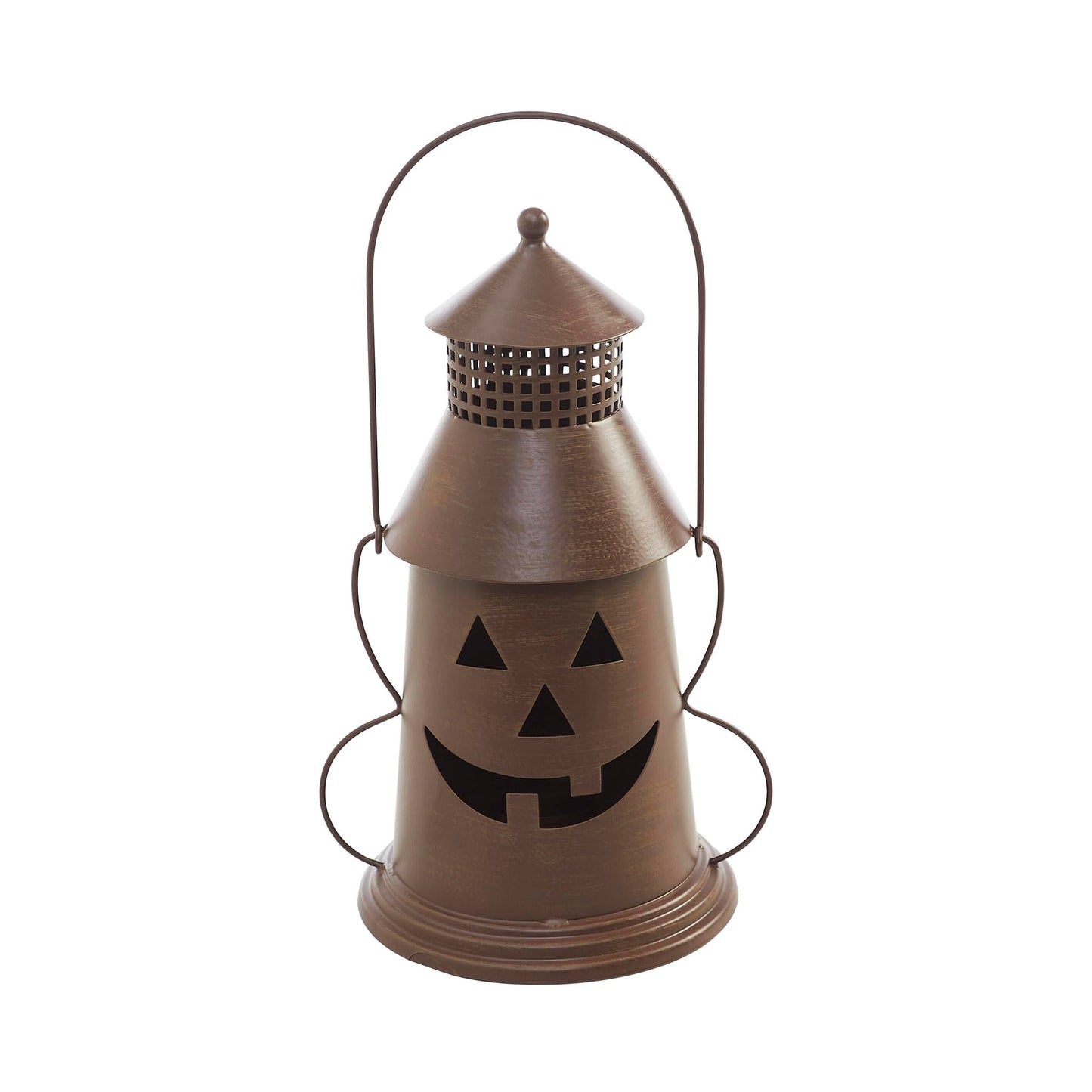 VHC Brands Halloween Lantern Tealight Holder Bronze, Fall and Halloween Kitchen Dining Table Candle Holder, Pumpkin Decor Bronze, 8x12