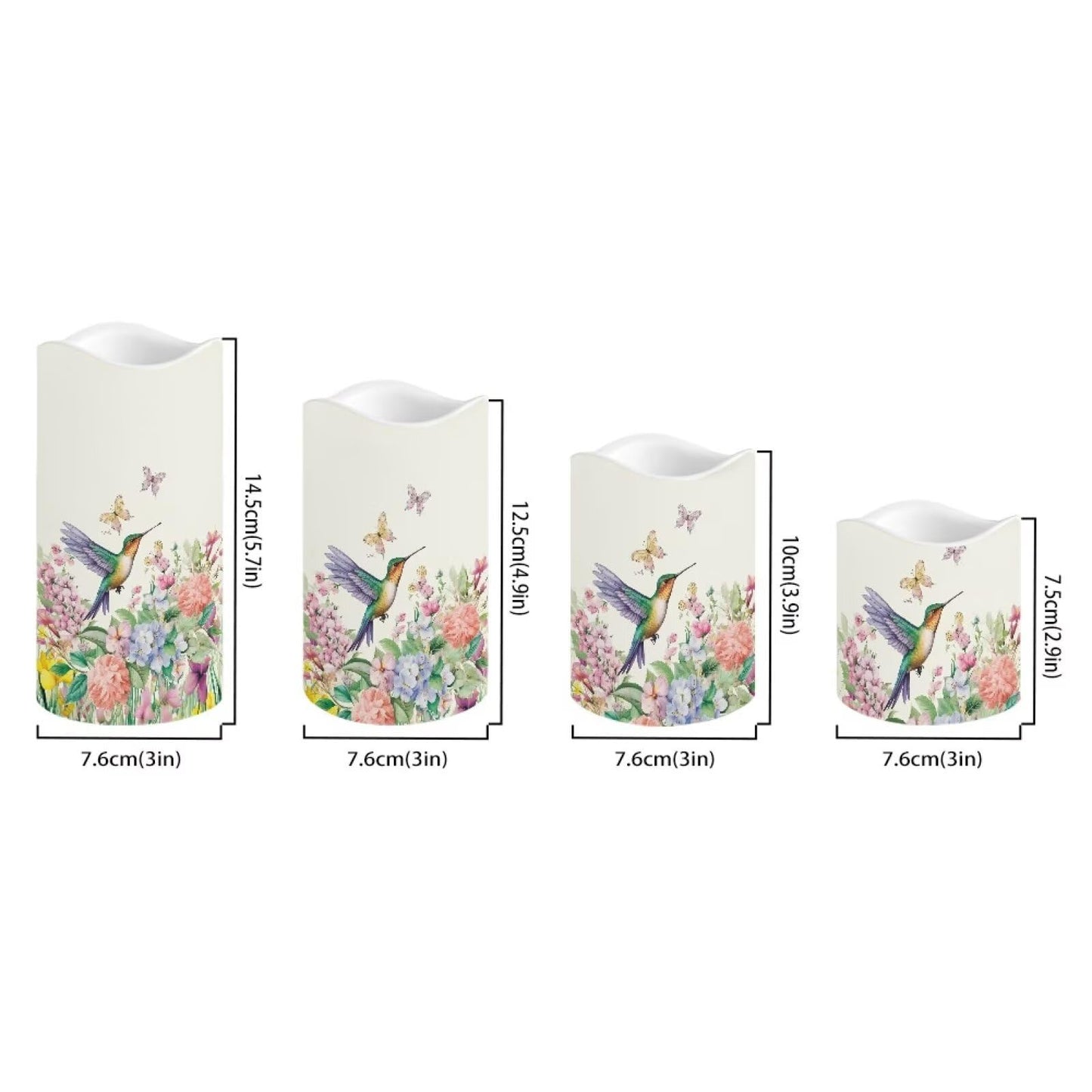 Cozeyat Bird Bloom Birthday Party Flameless Candles 4 Pack Battery Operated LED Pillar Candles with Remote Timer Waterproof Flickering for Home Table Decor