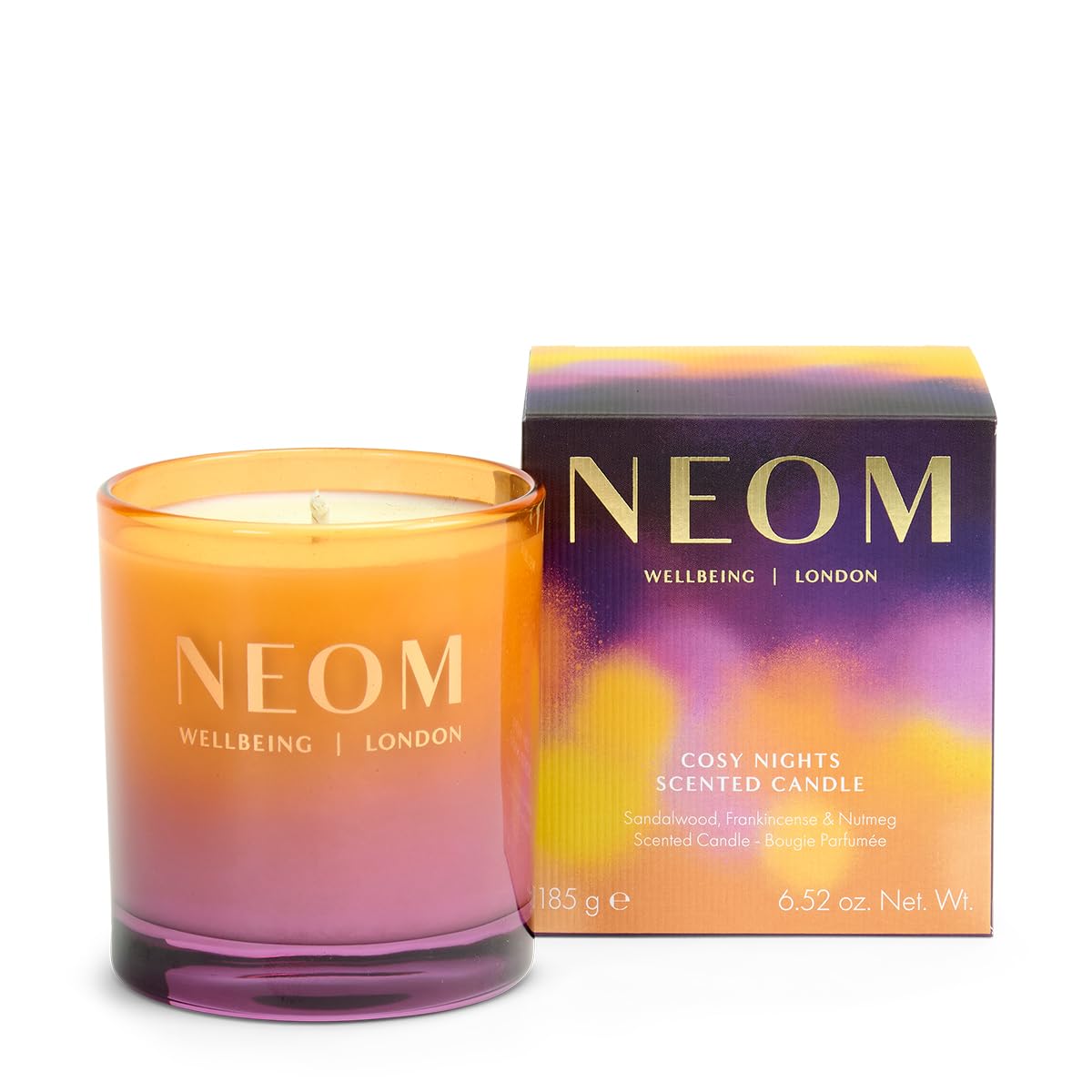 NEOM Cosy Nights Candle,1 Wick | Sandalwood, Frankincense & Nutmeg I 100% Naturally derived Wax I 100% Natural fragrances I Relaxing