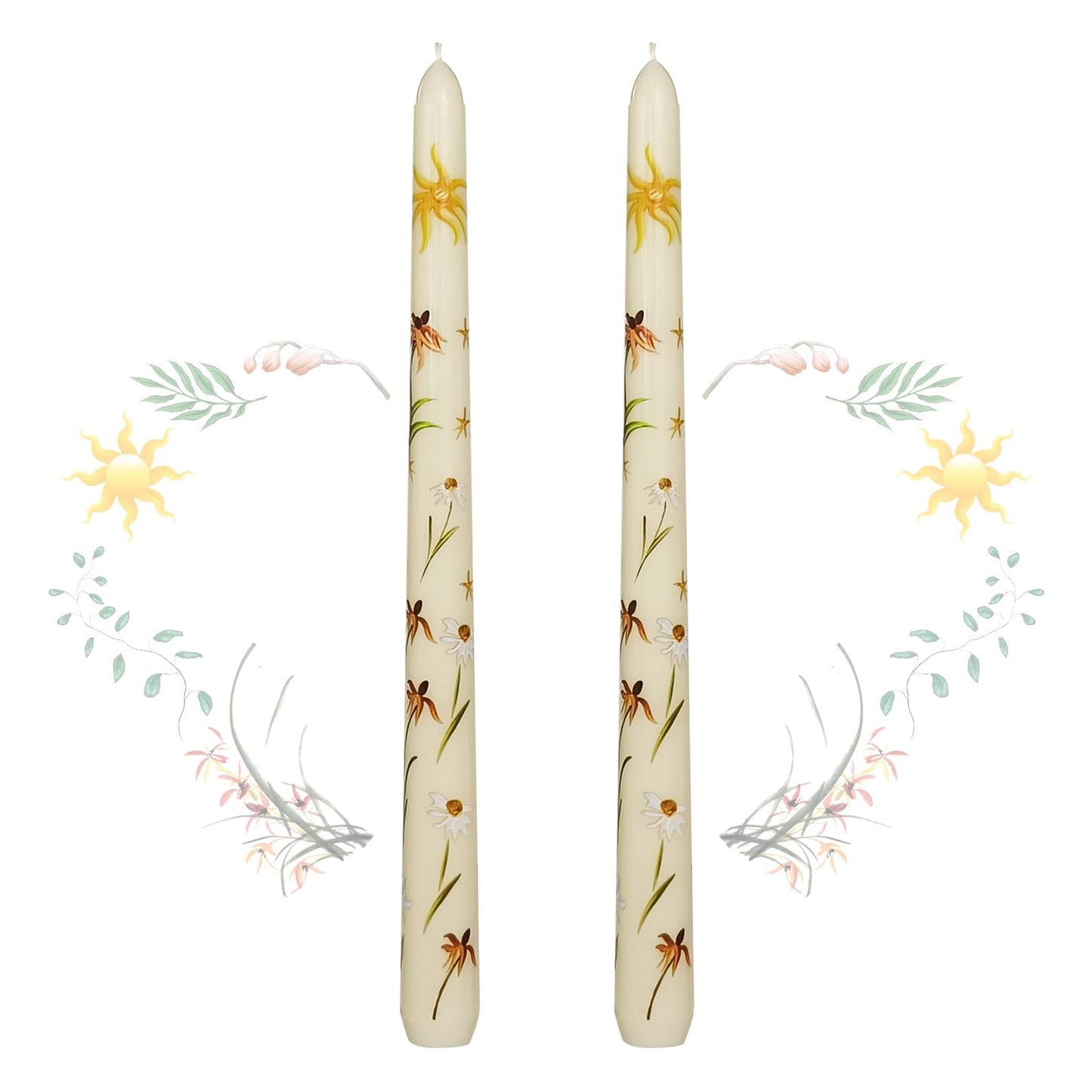 Taper Candles 10 Inch Print Candle Handmade Unscented Renanthera Long Candles 2 Pack Twisted Candlesticks for Wedding Home Decoration Gifts